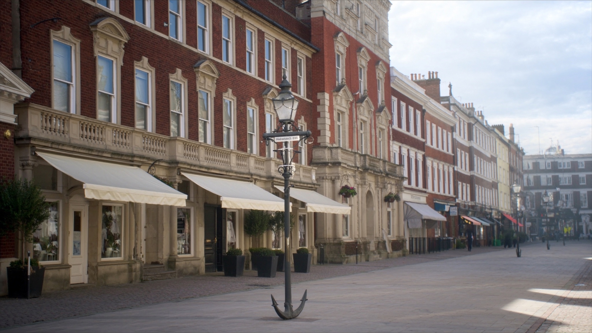 Winchester high street with historic buildings